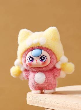 可爱狐狸帽娃三岁植绒萌粒公仔潮玩 diy钥匙扣挂件桌面迷你小摆件