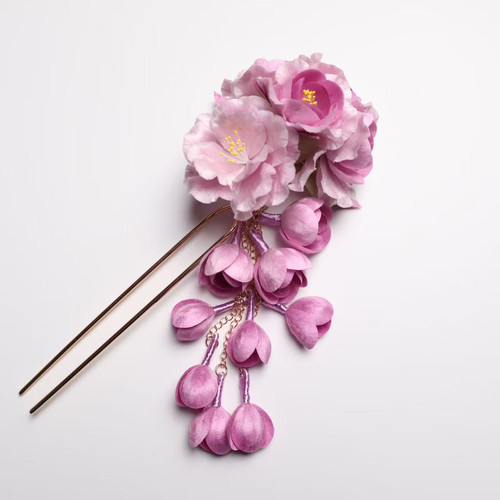 扬州绒梅绮绒花江苏蚕丝新中式高级感古风鸢尾海棠花发簪设计款