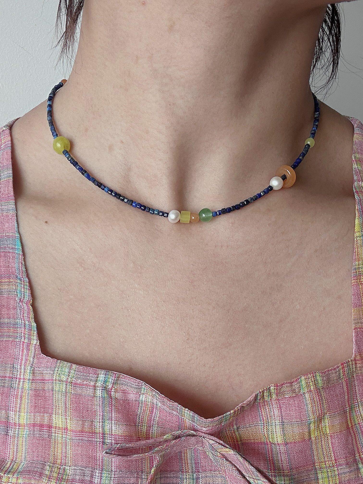 小辣椒fania | 原创小众设计青金石小方块细链天然石项链女锁骨链