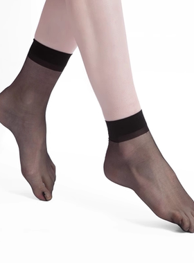 5双9.9女袜子女短袜韩国夏季水晶丝袜黑色丝中筒袜超薄款透气袜子