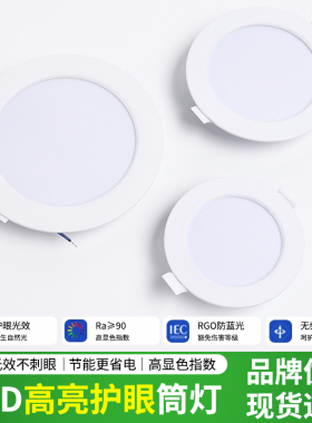 LED超薄筒灯天花灯嵌入式2.5寸3寸4寸6寸8寸孔灯洞灯家装工程照明