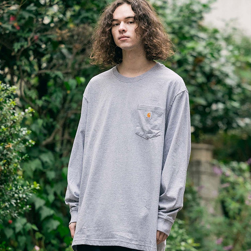 正品现货Carhartt K126卡哈特口袋长袖T恤纯棉宽松工装男女情侣潮 - 封面