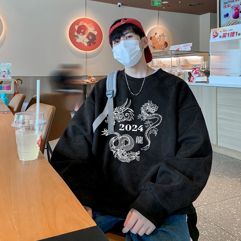 YJ7468P45直播品质男士麂皮绒卫衣圆领男上装侧开叉下摆卫秋冬卫,男装卫衣,星座510A-5