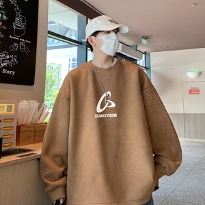 YJ7464P45直播品质男士麂皮绒卫衣圆领男上装侧开叉下摆卫秋冬卫图片