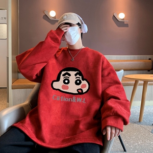 YJ7297P45直播品质男士麂皮绒卫衣圆领男上装侧开叉下摆卫秋冬卫图片