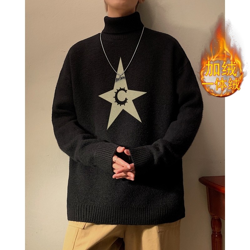 MGR6035P75翻领毛衣宽松慵懒风针织衫线衫毛衣高领加绒加厚休闲，男装针织衫/毛衣，星座510A-5