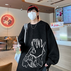 YJ7472P45直播品质男士麂皮绒卫衣圆领男上装侧开叉下摆卫秋冬卫图片