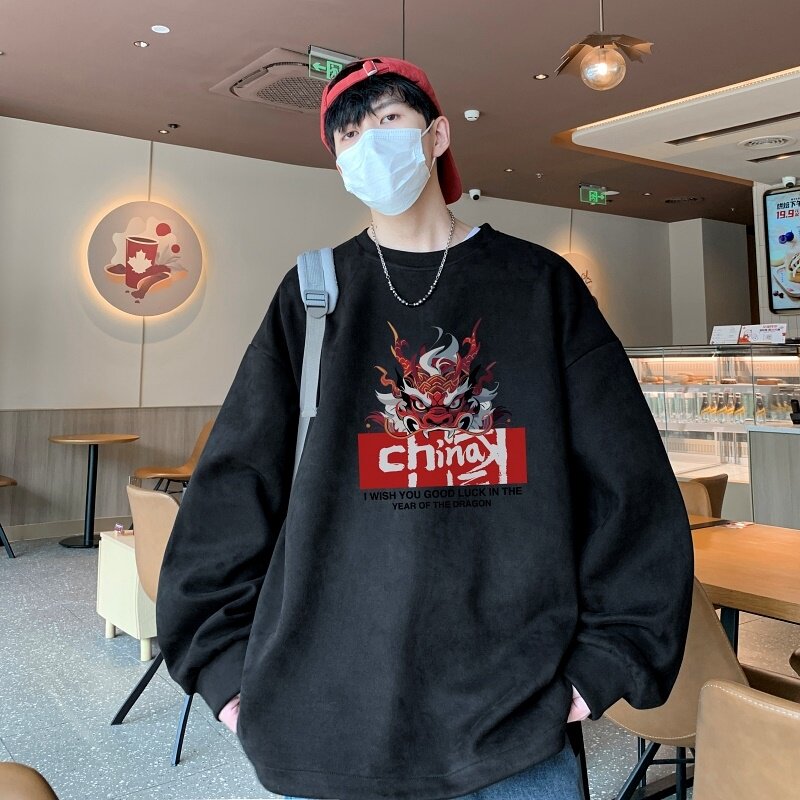 YJ7288P45直播品质男士麂皮绒卫衣圆领男上装侧开叉下摆卫秋冬卫,男装卫衣,星座510A-5
