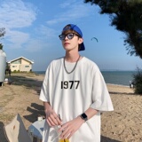 T6248P25港风T恤2023夏新款男印花T宽松版T恤潮爆落肩T，男装T恤，星座510A-5