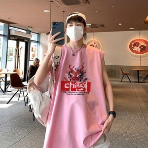 TW7287P28重磅250克直播品质多巴胺色系搞怪表情无袖背心无袖T男图片