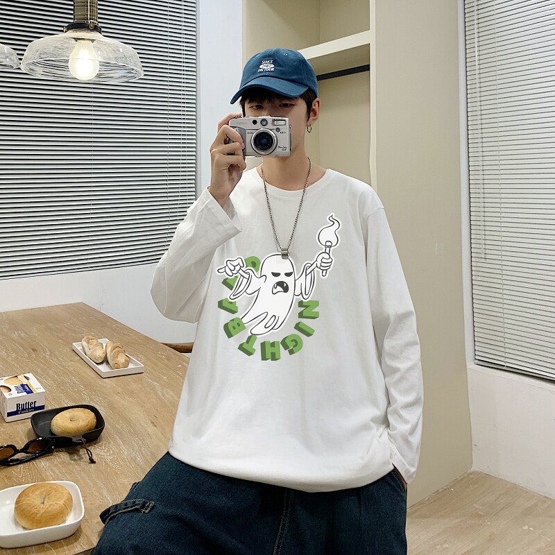 TC4002P32秋季2023新款中性百搭圆领长袖上衣宽松T恤打底衫潮,男装T恤,星座510A-5