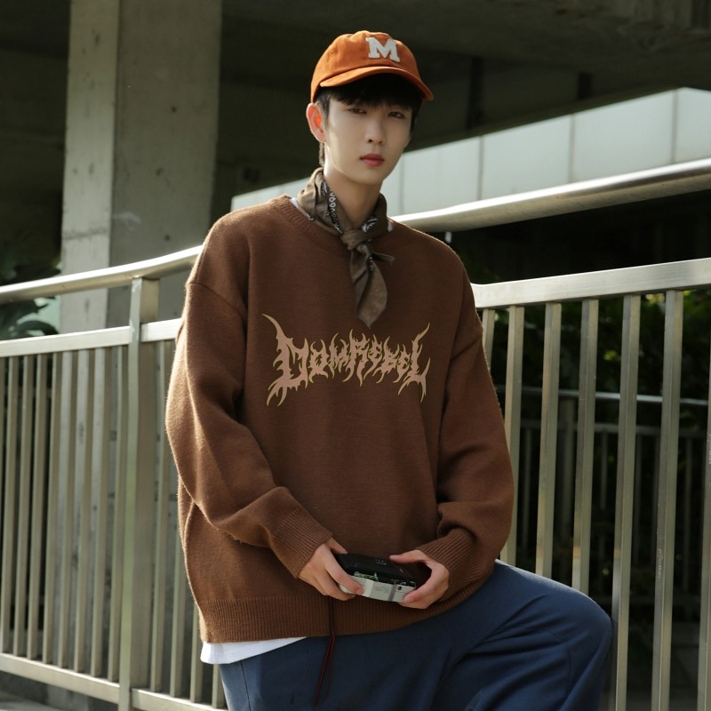MD5535P55圆领无帽时尚个性百搭毛衣男春秋美式高街hiphop潮牌图片