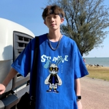 T6736P25港风T恤2023夏季男士印花短袖T恤半袖落肩T纯棉潮流上衣，男装T恤，星座510A-5