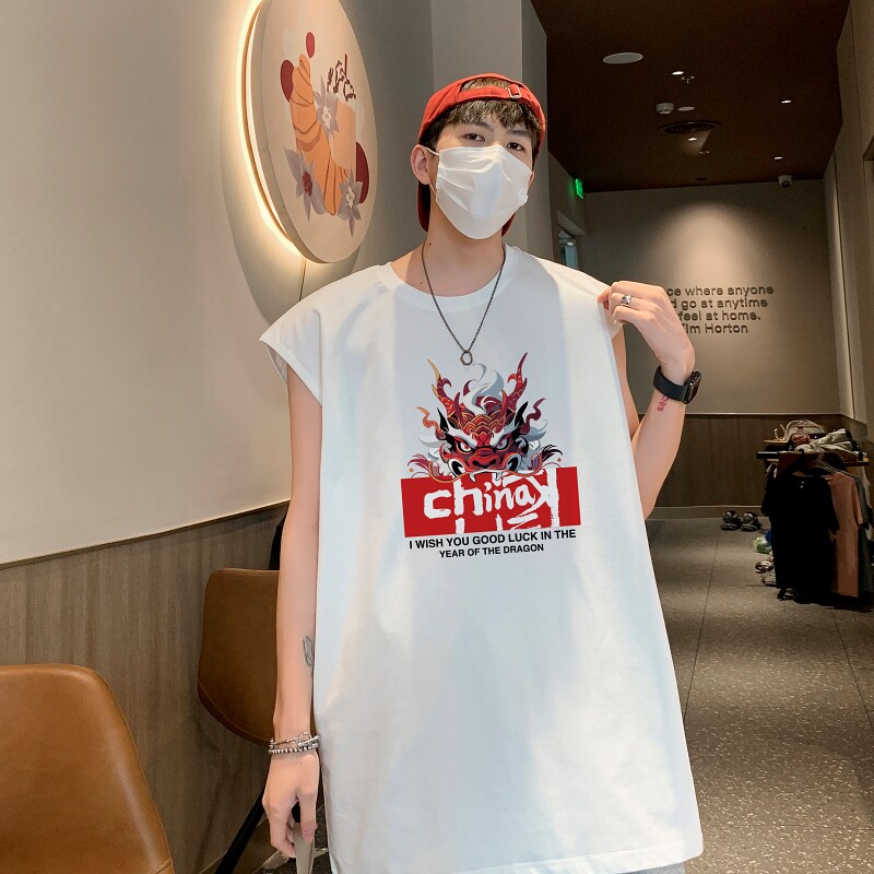 TW7287P28重磅250克直播品质多巴胺色系搞怪表情无袖背心无袖T男,男装T恤,星座510A-5