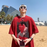 T6299P25港风T恤2023夏新款男印花T宽松版T恤落肩休闲T，男装T恤，星座510A-5