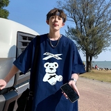 T6737P25港风T恤2023夏季男士印花短袖T恤半袖落肩T纯棉潮流上衣，男装T恤，星座510A-5