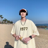 T6248P25港风T恤2023夏新款男印花T宽松版T恤潮爆落肩T，男装T恤，星座510A-5