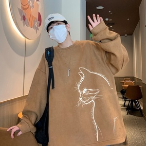 YJ7268P45男上装开叉下摆卫秋冬卫直播品质麂皮绒卫衣圆领图片