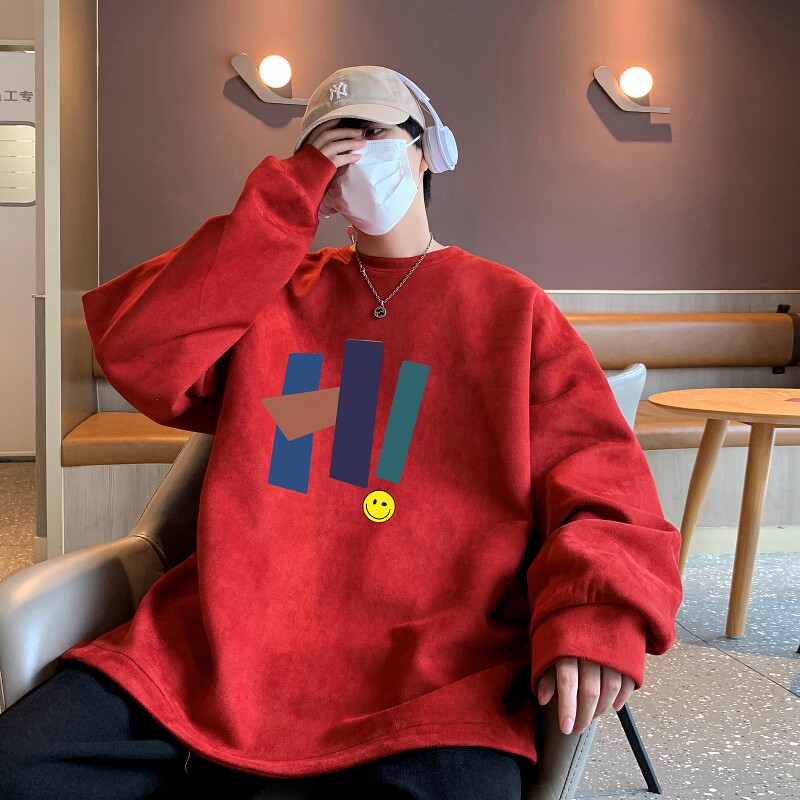 YJ7471P45直播品质男士麂皮绒卫衣圆领男上装侧开叉下摆卫秋冬卫,男装卫衣,星座510A-5