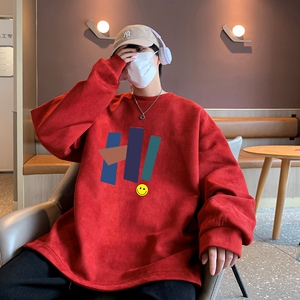 YJ7471P45直播品质男士麂皮绒卫衣圆领男上装侧开叉下摆卫秋冬卫图片