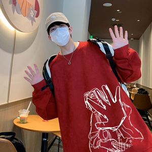 YJ7472P45直播品质男士麂皮绒卫衣圆领男上装侧开叉下摆卫秋冬卫图片