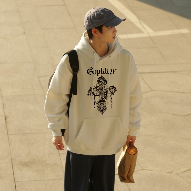L6211P50秋新品连帽印花宽松棉卫衣长袖外穿卫衣潮牌男装男士外套,男装卫衣,星座510A-5