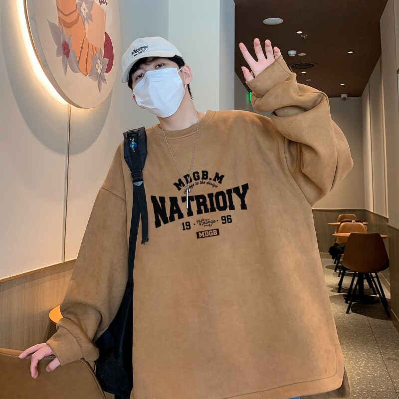 YJ7274P45直播品质重磅麂皮绒卫衣圆领男上装侧开叉下摆卫秋冬卫,男装卫衣,星座510A-5