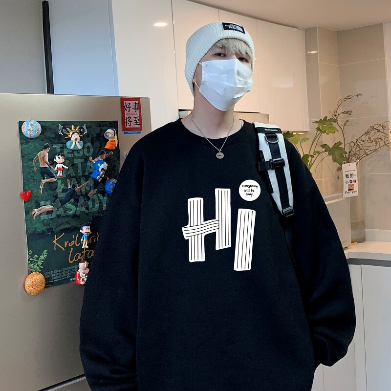 Y7305P38直播品质棉卫衣男士圆领卫衣宽松大落肩印花卫衣秋装新品,男装卫衣,星座510A-5