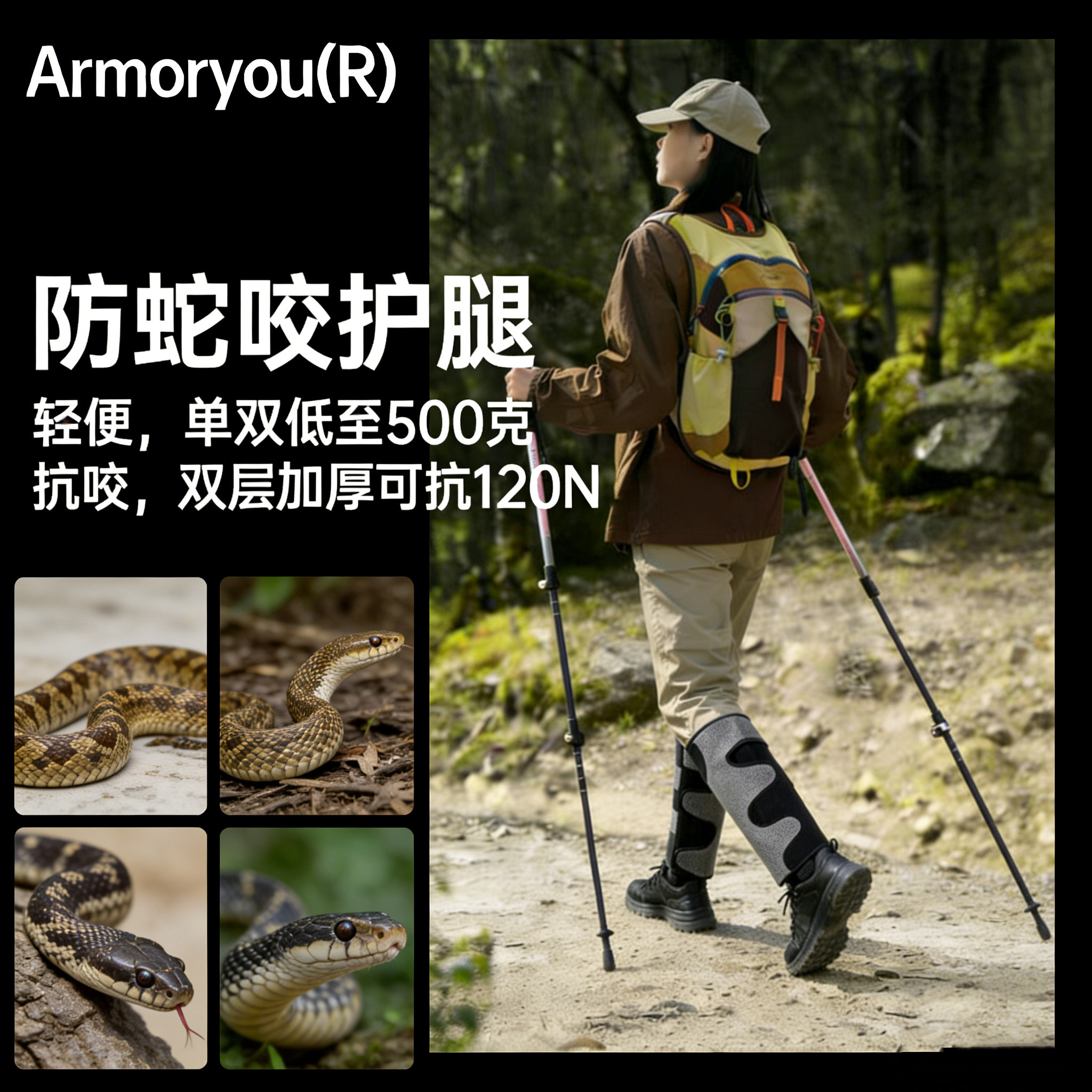 青峰侠同款防蛇咬护腿户外爬山巡逻训犬护具防狗牛皮绑腿脚套加厚