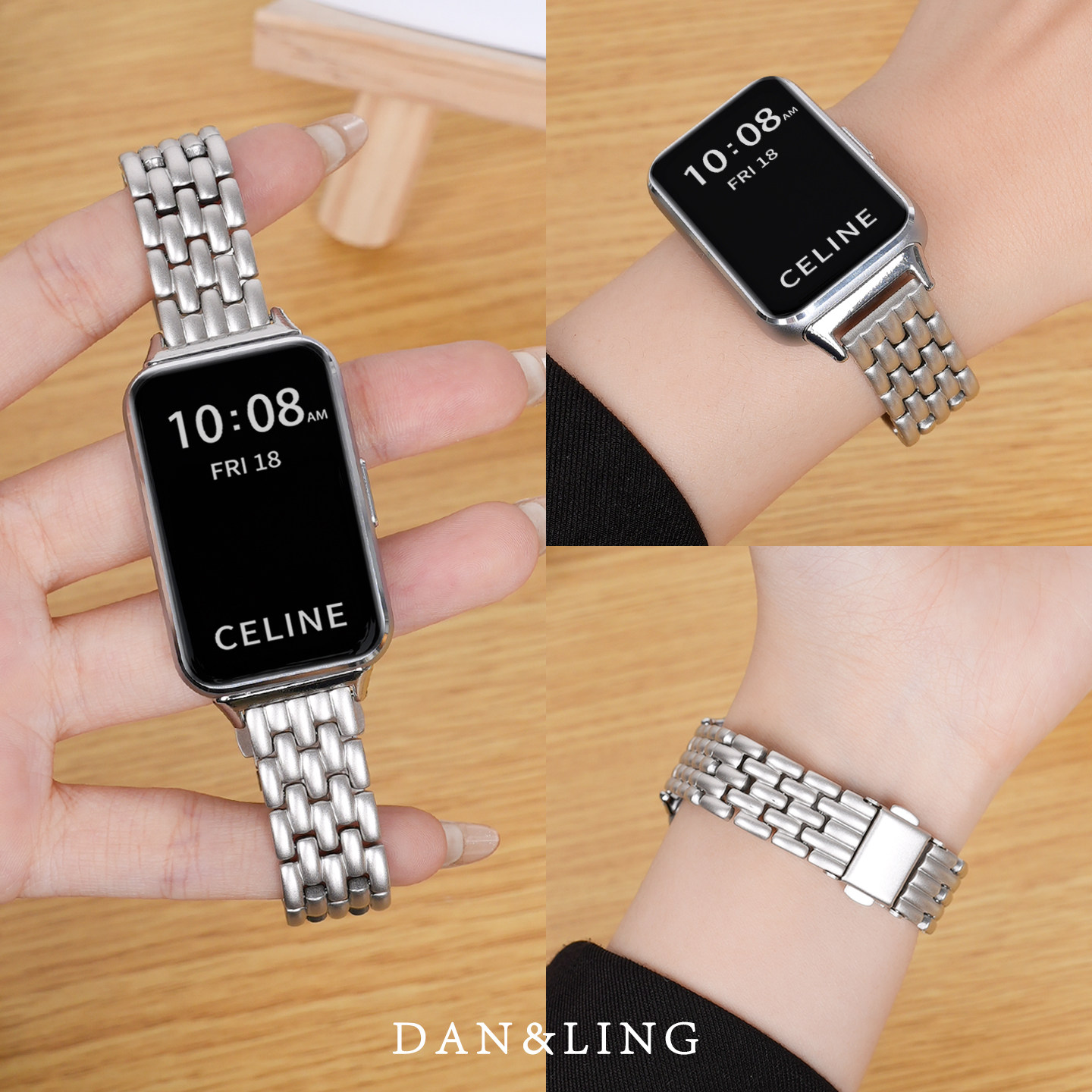 丹灵公主适用华为手环11表带10手表9荣耀8腕表带11pro金属nfc钢带链五珠watch九代夏天替换带女款运动男配件