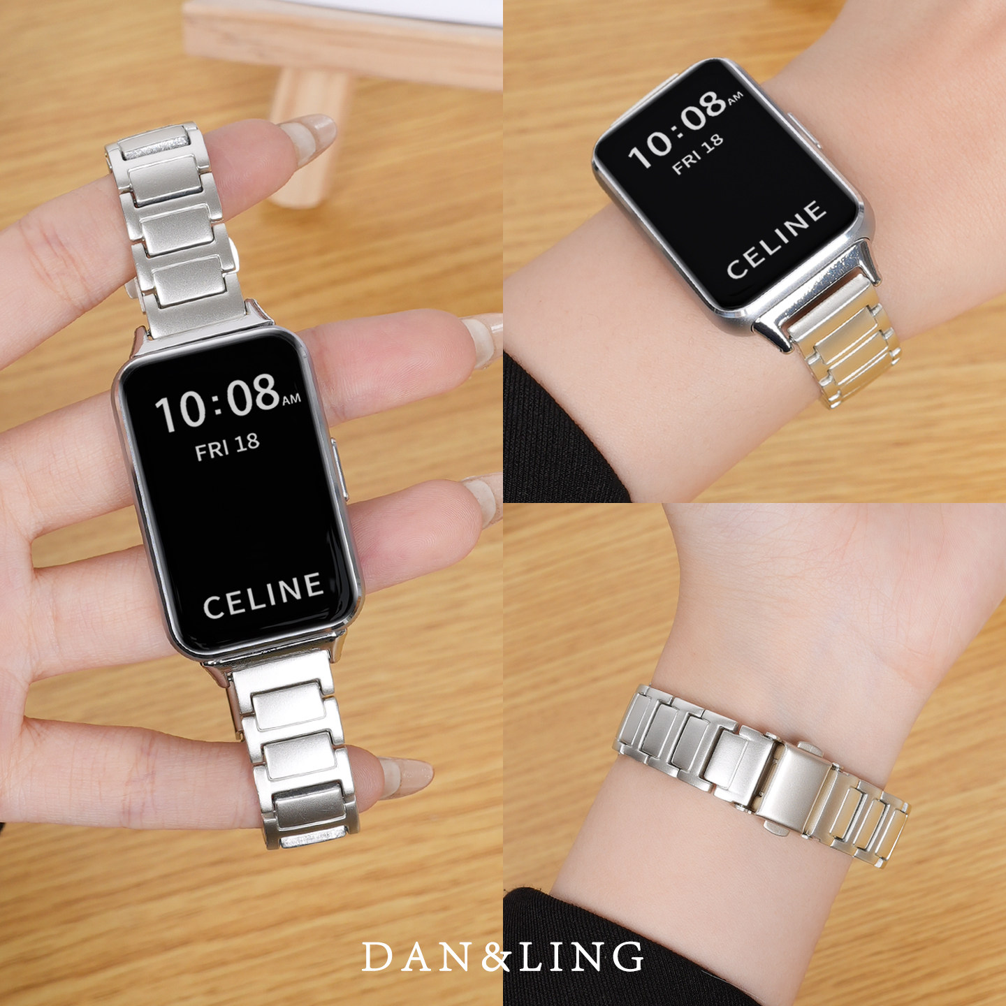 丹灵公主适用华为手环11表带10手表9荣耀8腕表带11pro金属三株钢带nfc链watch夏天星光色替换带女运动男配件