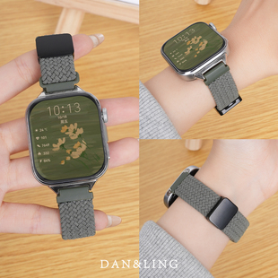 丹灵公主适用华为Watch fit4表带fit3手表新款橄榄绿fit4pro女款夏季尼龙编织细款fit2智能运动男腕表替换带