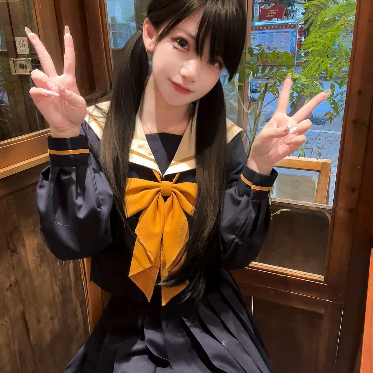 原创正版校供感收腰jk绀色水手服