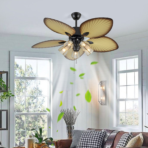 宸居芭蕉叶复古风扇灯客厅吊扇灯