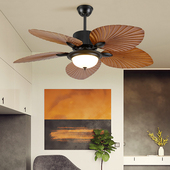 宸居法式 饭厅电风扇吊灯东南亚覆古卧室吊扇灯 中古客厅吊扇灯中式