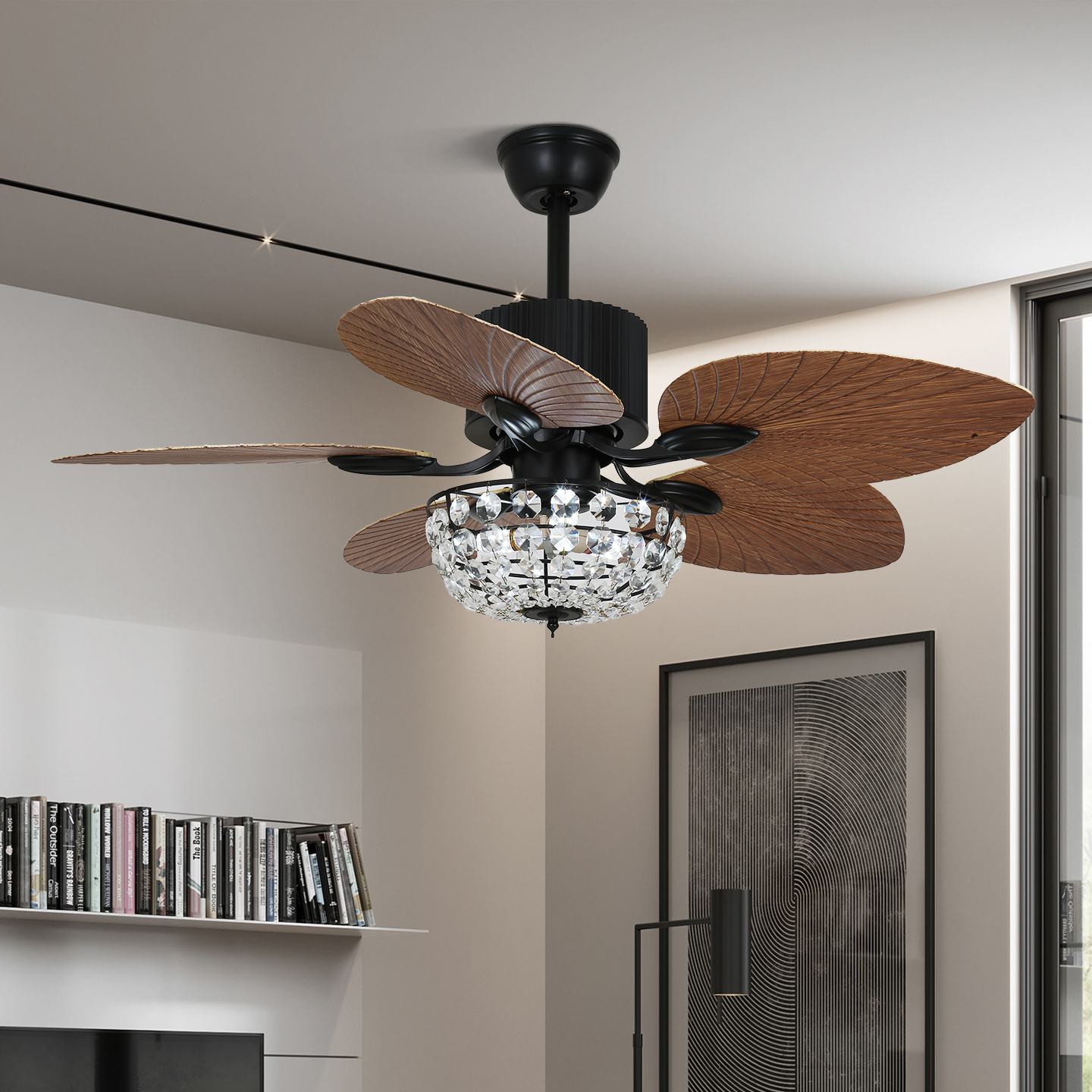 2025新款水晶电风扇吊扇灯