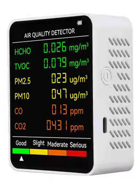 6in1空气检测仪PM2.5/PM10一氧化碳/二氧化碳/甲醛检测仪工厂直销
