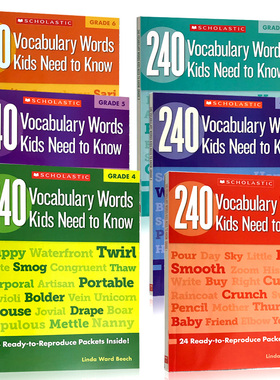 240 Vocabulary Words Kids Need to Know 英文原版 学乐小学生英语词汇练习册1-6年级 240个单词词汇 英文版进口小学生家庭作业