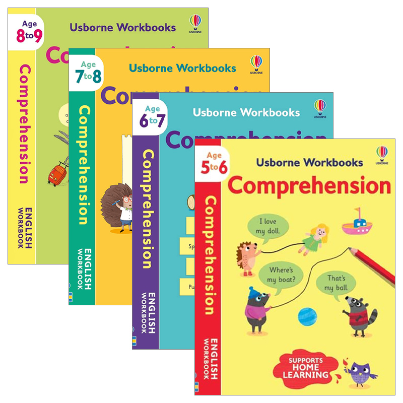 英文原版 Usborne Workbooks Comprehension 5-9 尤斯伯恩阅读理解练习册5-9岁 4册 英文版 进口英语原版书籍