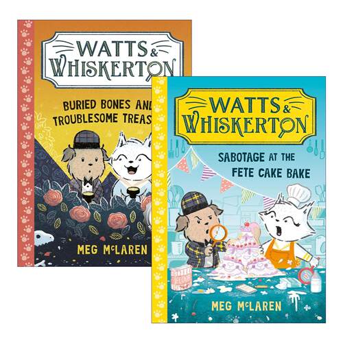英文原版 Watts & Whiskerton 猫狗侦探系列2册 儿童侦探推理彩色章节小说 英文版 进口英语原版书籍