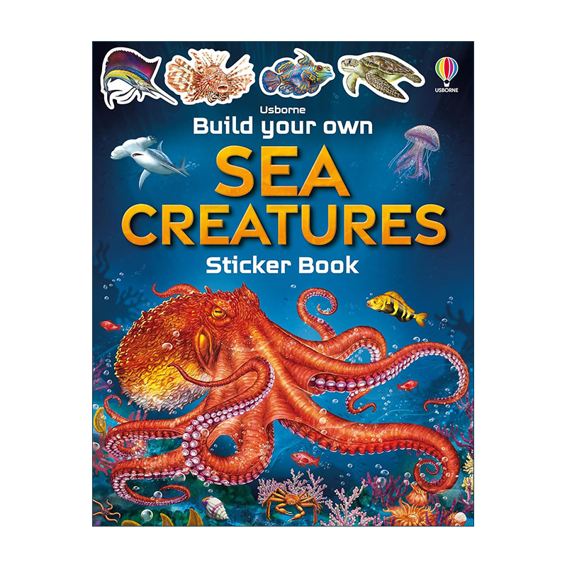 英文原版 Usborne Build Your Own Sea Creatures 海洋生物贴纸书 尤斯伯恩儿童早教启蒙认知益智游戏 英文版 进口英语原版书籍