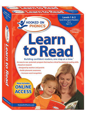 英文原版 Hooked on Phonics Learn to Read Levels 1&2 Complete 迷上语音学习阅读1-2级 英文版儿童英语辅导训练故事书进口书籍