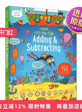 英文原版 Usborne Lift-the-Flap Adding and Subtracting 加减运算翻翻书 纸板书绘本 英文版 进口英语原版书籍