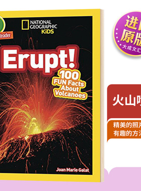 英文原版 NG Kids Readers L3 Erupt! 100 Fun Facts About Volcanoes 火山喷发 国家地理分级阅读 英文版 进口英语原版书籍