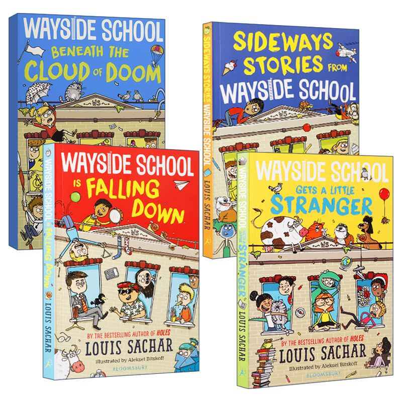 英文原版 Wayside School 歪歪路小学 新封面版 4册 荒诞故事/我们的学校要倒了/新来的代课老师 英文版 进口英语原版书籍