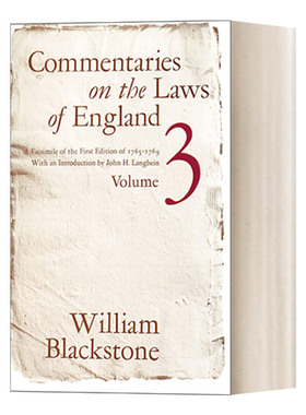 英文原版 Commentaries on the Laws of England  Volume 3 英国法释义 卷三 William Blackstone 英文版 进口英语原版书籍