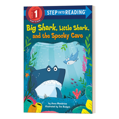 英文原版 Step into Reading 1 Big Shark Little Shark and the Spooky Cave 大鲨鱼 小鲨鱼还有幽灵洞 英文版 进口英语原版书籍