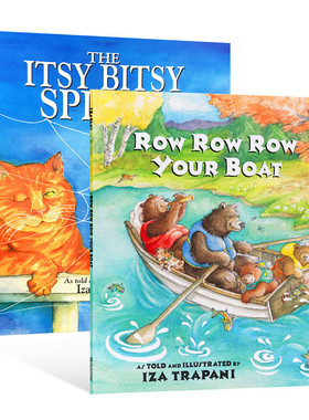 Row Row Row Your Boat 英文原版 划船歌 美国进口 The Itsy Bitsy Spider可爱的小蜘蛛Iza Trapani儿童谣绘本英文版