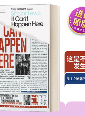 英文原版 It Can't Happen Here 这是不可能发生的 现代经典 英文版 Sinclair Lewis 进口英语原版书籍