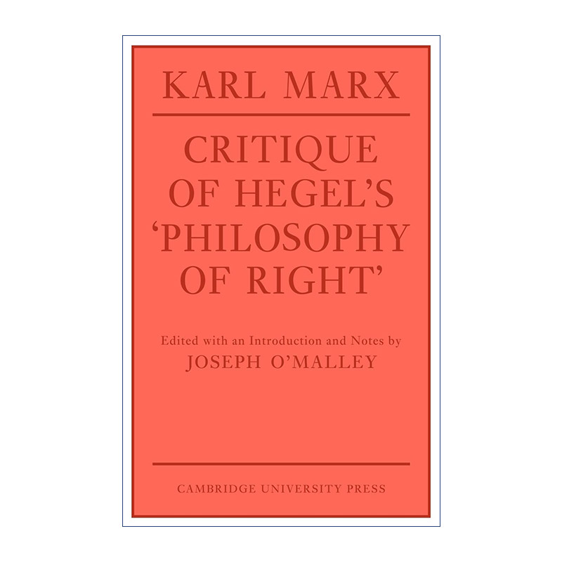 英文原版 Critique of Hegel's 'Philosophy Of Right' 马克思 黑格尔法哲学批判 剑桥政治史及理论研究系列 英文版 进口英语书籍